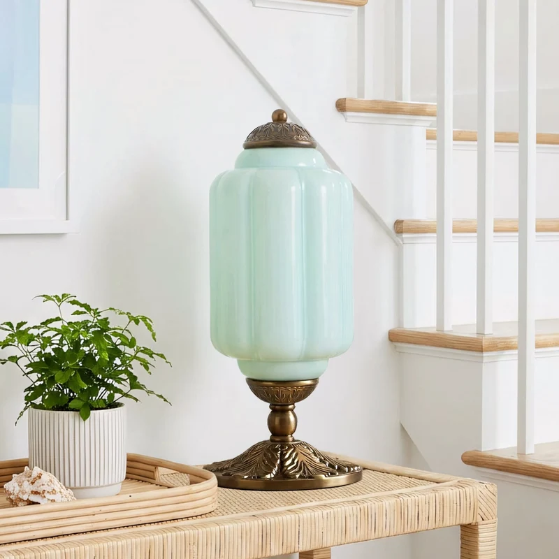 Retro Tafellampen met Getextureerd Crèmekleurig Glas – Franse Vintage Stijl met Messing of Zwart Frame | Sansoti
