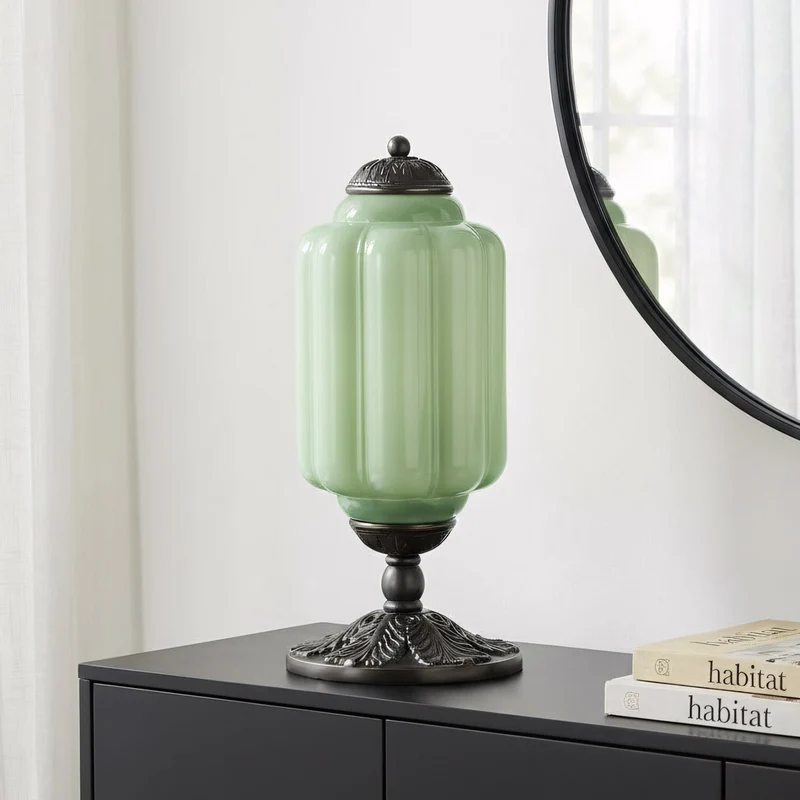 Retro Tafellampen met Getextureerd Crèmekleurig Glas – Franse Vintage Stijl met Messing of Zwart Frame | Sansoti