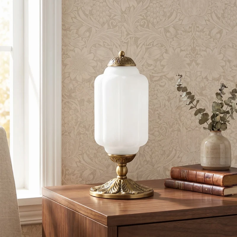Retro Tafellampen met Getextureerd Crèmekleurig Glas – Franse Vintage Stijl met Messing of Zwart Frame | Sansoti