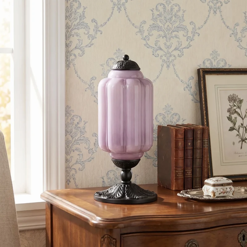 Retro Tafellampen met Getextureerd Crèmekleurig Glas – Franse Vintage Stijl met Messing of Zwart Frame | Sansoti