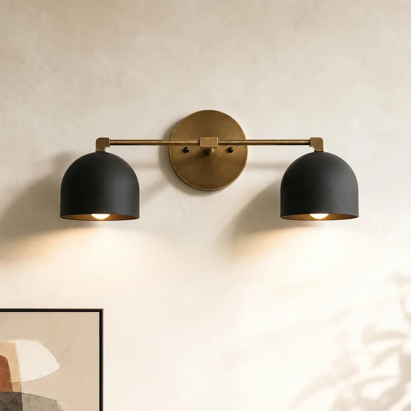 Metalen Wandlamp met Bolvormige Kap – Scandinavische Sfeerlamp voor Badkamer Slaapkamer Woonkamer – Moderne Wandverlichting Zwart Goud Messing | Sansoti