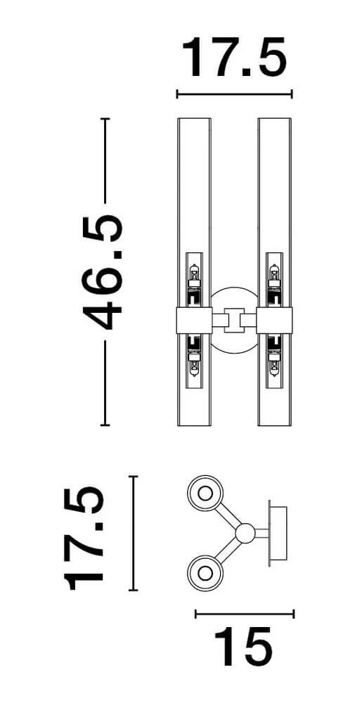Century Wandleuchte 4-flammig Schwarz, Transparent