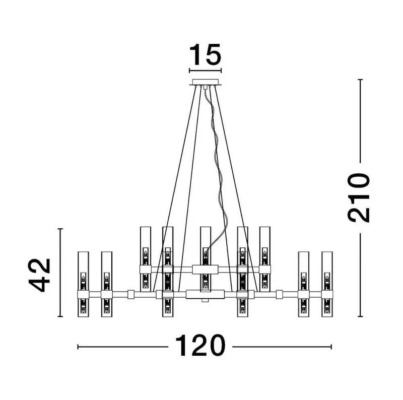 Century Pendelleuchte 30-flammig Ø 120cm Schwarz, Transparent