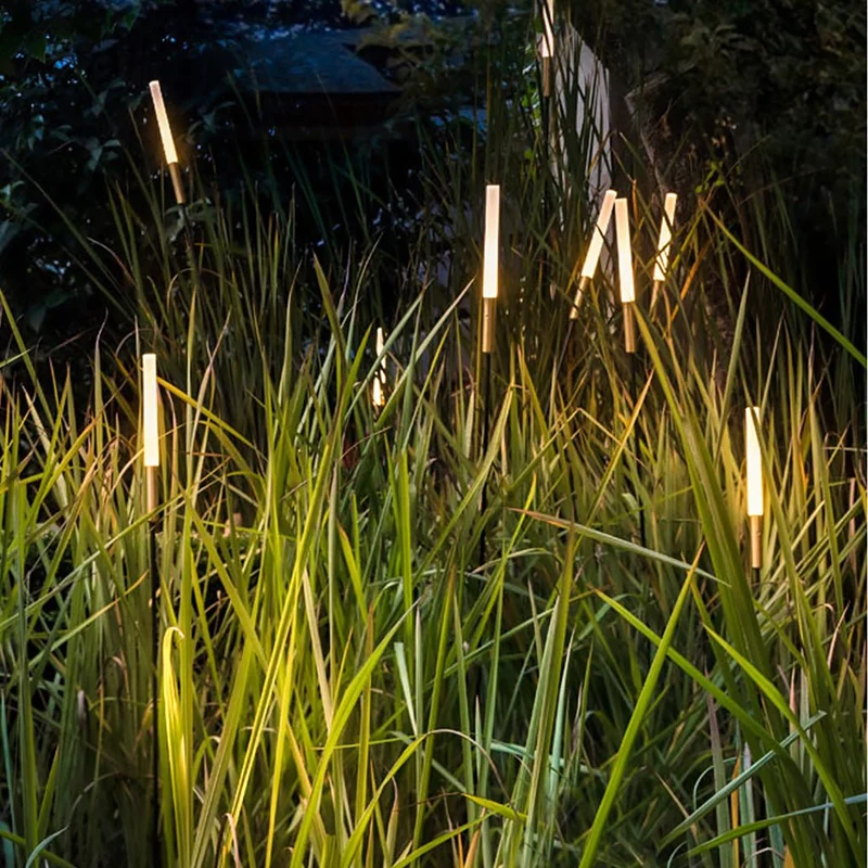 Solar LED Schilflampen Set 6-delig Zwart Goud Waterdicht Tuinverlichting Buitenlampen Sfeerlicht Zonne-energie | Sansoti