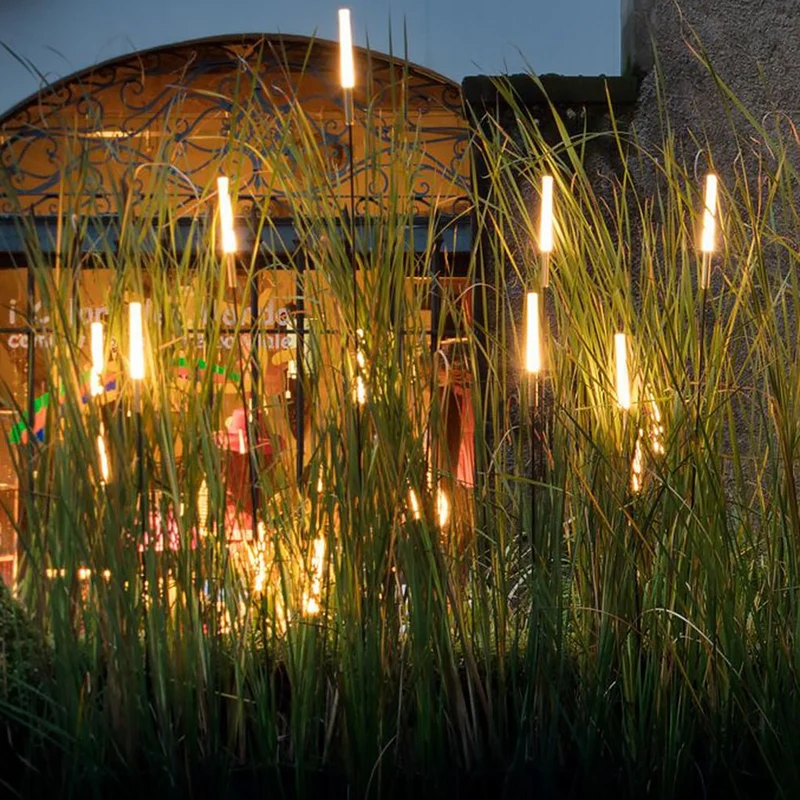 Solar LED Schilflampen Set 6-delig Zwart Goud Waterdicht Tuinverlichting Buitenlampen Sfeerlicht Zonne-energie | Sansoti