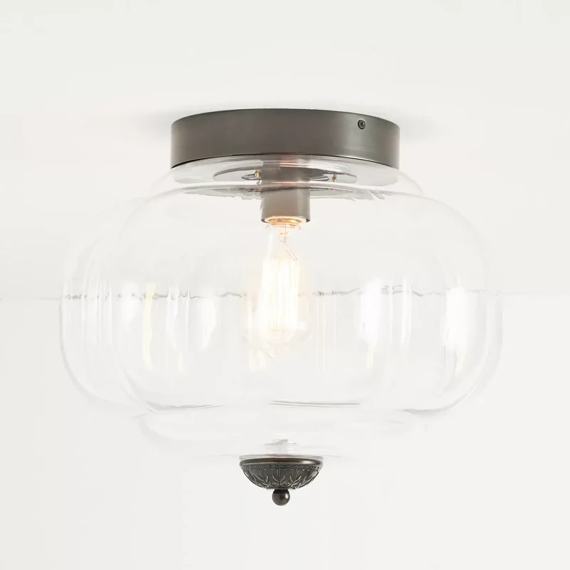 Vintage Semi-Plafondlamp Melkglas Pompoen Eloise E26 Retro Plafondverlichting Woonkamer | Sansoti