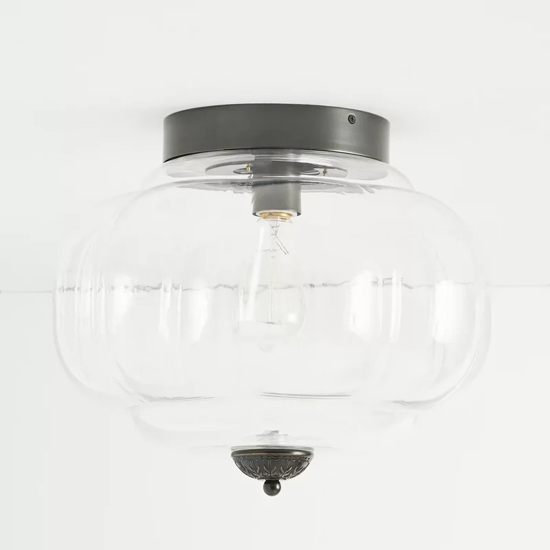 Vintage Semi-Plafondlamp Melkglas Pompoen Eloise E26 Retro Plafondverlichting Woonkamer | Sansoti