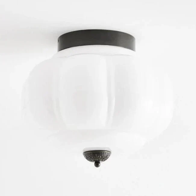 Vintage Semi-Plafondlamp Melkglas Pompoen Eloise E26 Retro Plafondverlichting Woonkamer | Sansoti