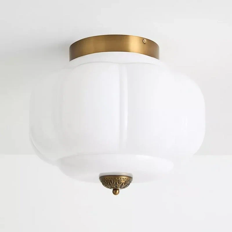 Vintage Semi-Plafondlamp Melkglas Pompoen Eloise E26 Retro Plafondverlichting Woonkamer | Sansoti