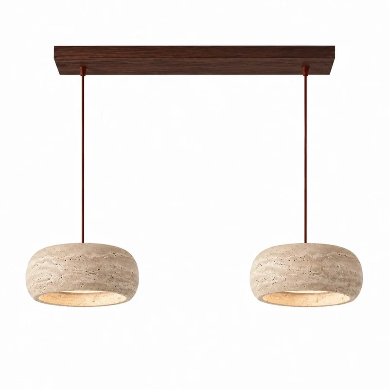 Travertijn Hanglamp Vintage Crème Natuursteen Wabi Sabi Stijl Eetkamer Slaapkamer | Sansoti