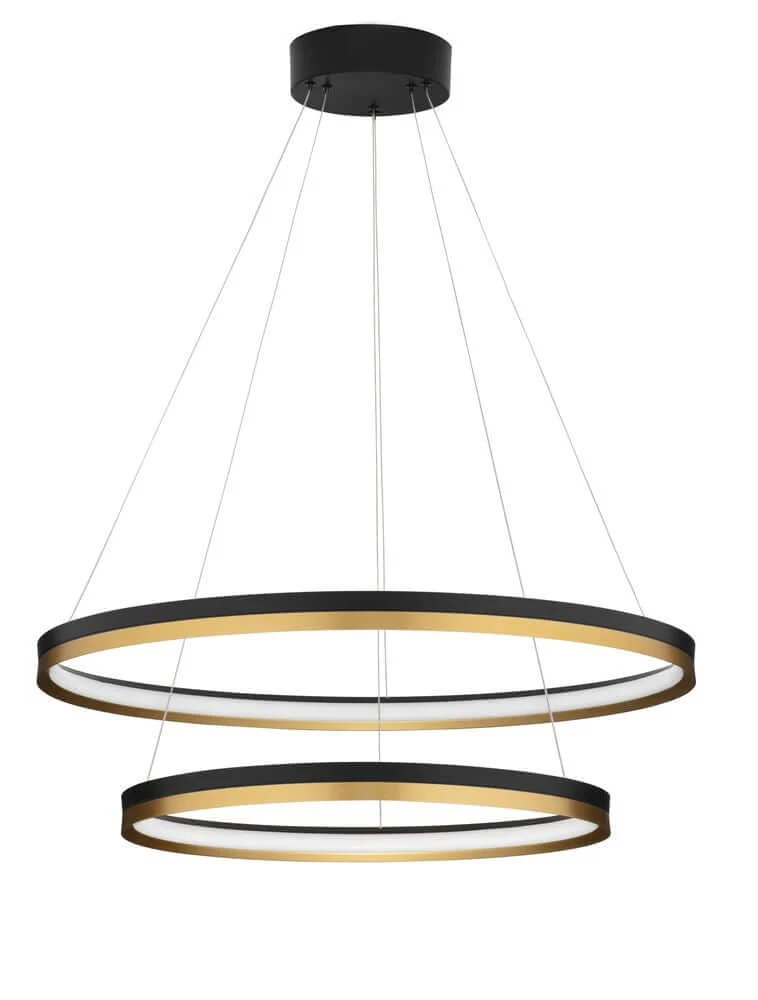 Cantria LED Pendelleuchte 2-flammig Ø 80cm 3000K Schwarz, Gold