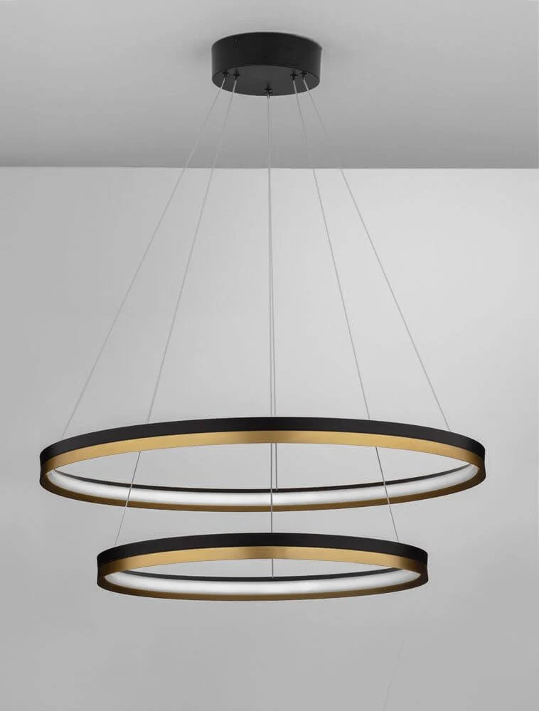 Cantria LED Pendelleuchte 2-flammig Ø 80cm 3000K Schwarz, Gold