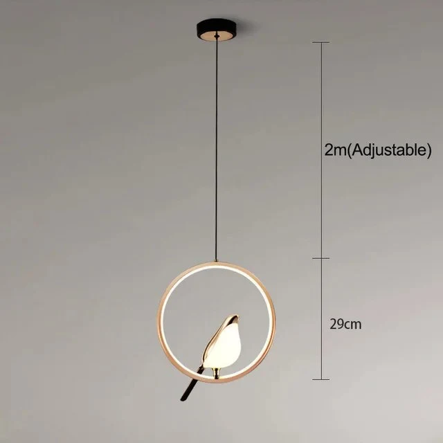 Hanglamp met Gouden Vogelsculptuur en LED-Verlichting voor Woonkamer Eetkamer Hal Slaapkamer Modern Design | Sansoti