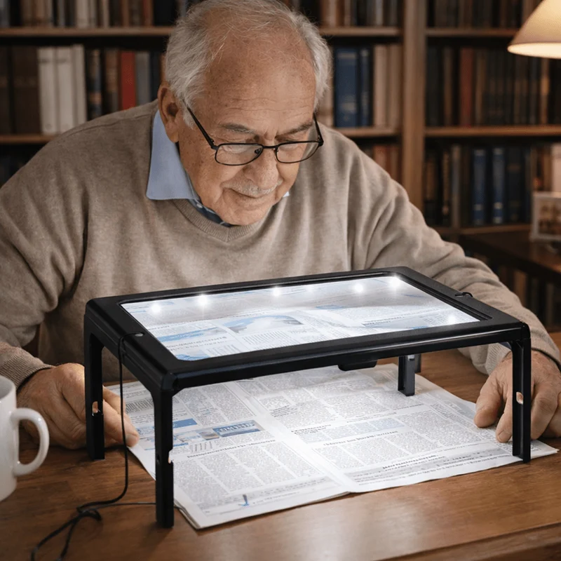 Opvouwbare Tafelvergrootglas met LED Verlichting Handsfree Leeshulp voor Lezen Hobby en Precisiewerk | Sansoti