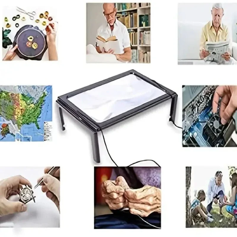 Opvouwbare Tafelvergrootglas met LED Verlichting Handsfree Leeshulp voor Lezen Hobby en Precisiewerk | Sansoti