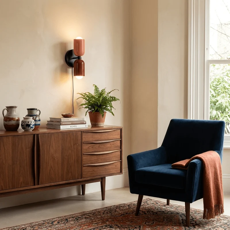 Dubbele Wandlamp met Stekker Lichtrichting Boven en Beneden Metalen Armatuur Gekleurde Kap E26 / E27 Fitting | Sansoti