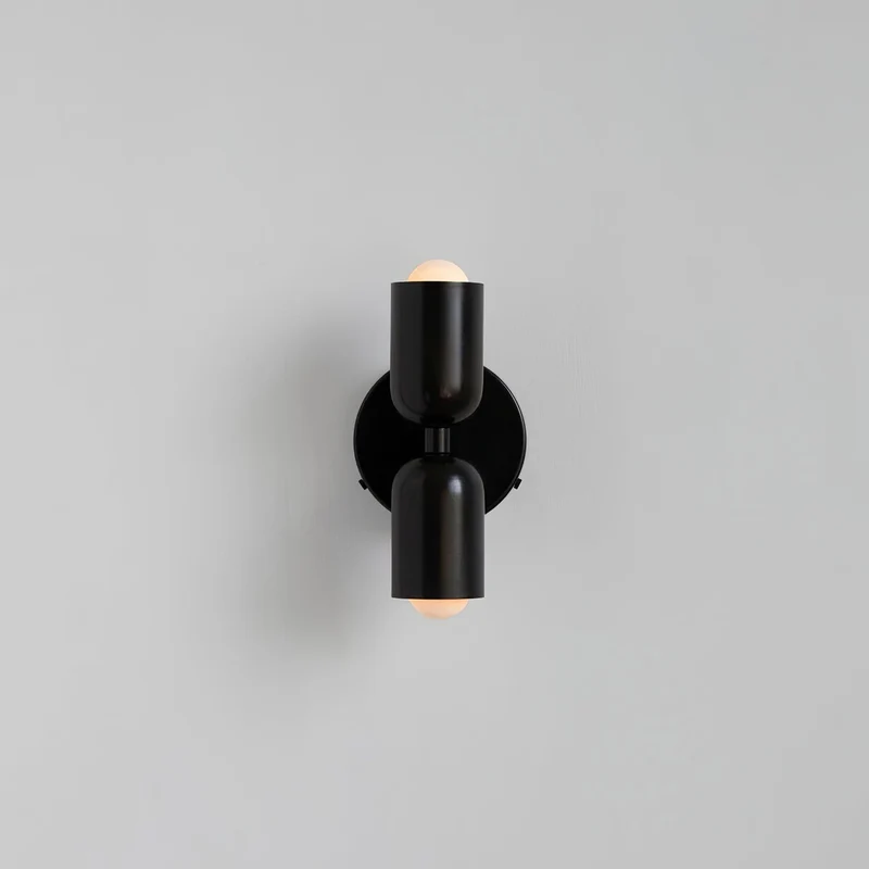 Dubbele Wandlamp met Stekker Lichtrichting Boven en Beneden Metalen Armatuur Gekleurde Kap E26 / E27 Fitting | Sansoti