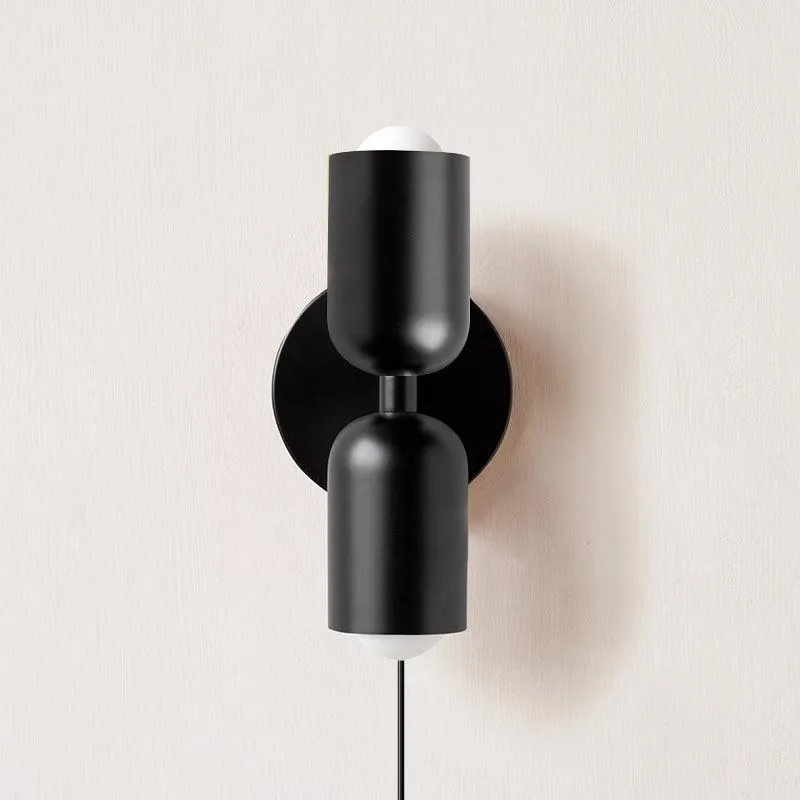 Dubbele Wandlamp met Stekker Lichtrichting Boven en Beneden Metalen Armatuur Gekleurde Kap E26 / E27 Fitting | Sansoti
