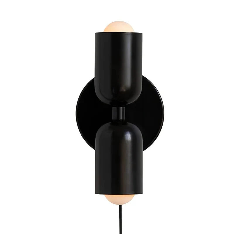 Dubbele Wandlamp met Stekker Lichtrichting Boven en Beneden Metalen Armatuur Gekleurde Kap E26 / E27 Fitting | Sansoti