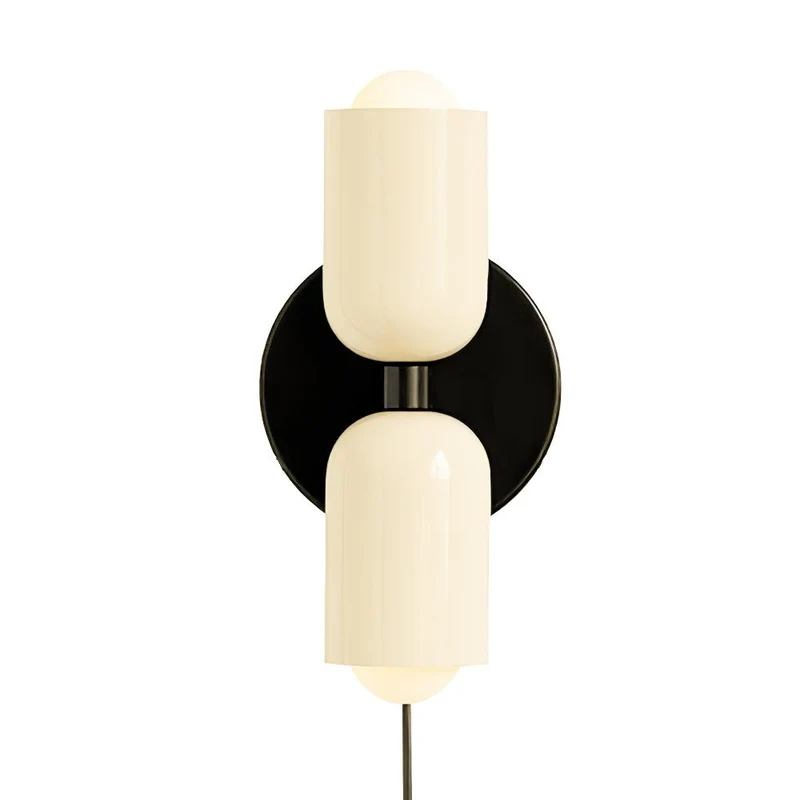 Dubbele Wandlamp met Stekker Lichtrichting Boven en Beneden Metalen Armatuur Gekleurde Kap E26 / E27 Fitting | Sansoti
