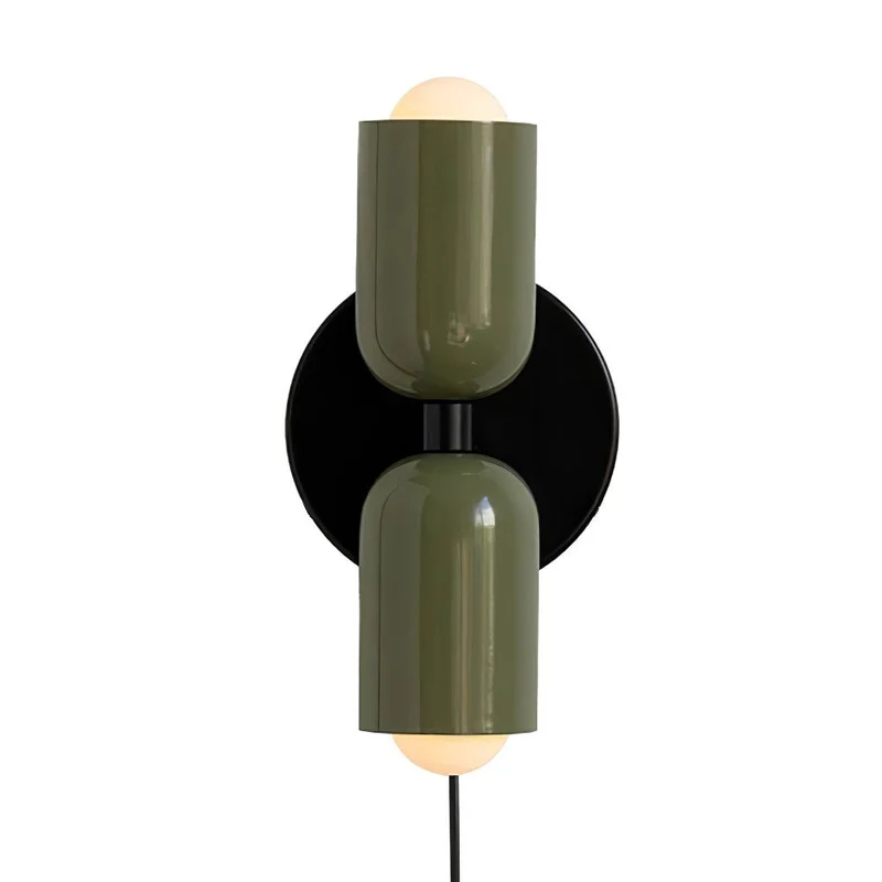 Dubbele Wandlamp met Stekker Lichtrichting Boven en Beneden Metalen Armatuur Gekleurde Kap E26 / E27 Fitting | Sansoti