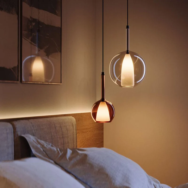 s.luce Belluna Glas-Pendelleuchte 150cm Textilkabel