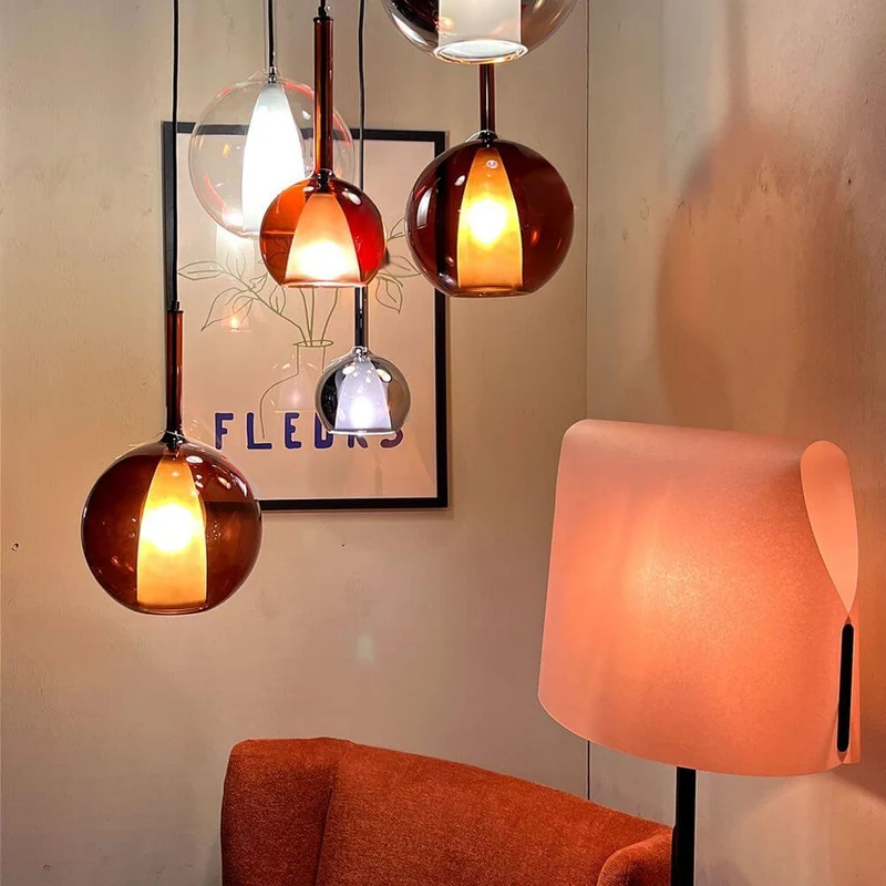 s.luce Belluna Glas-Pendelleuchte 150cm Textilkabel