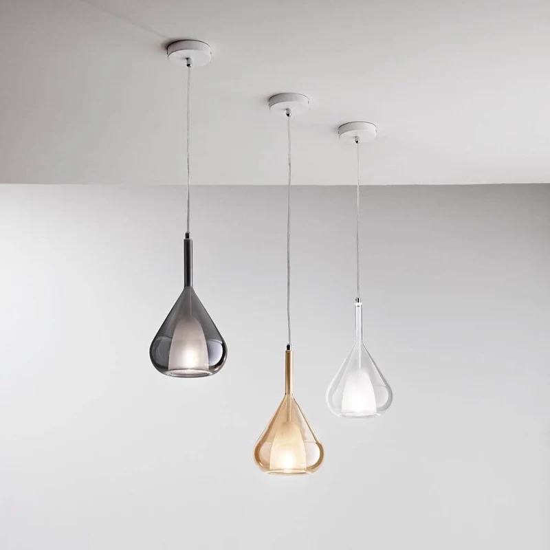 Lila moderne Glas-Pendelleuchte Transparent
