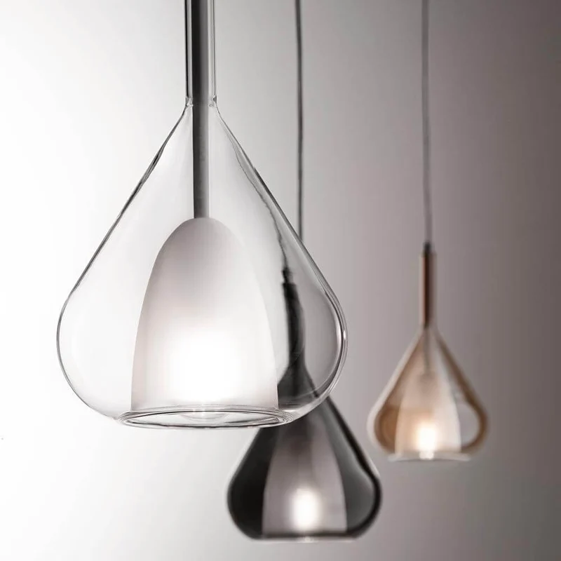 Lila moderne Glas-Pendelleuchte Transparent