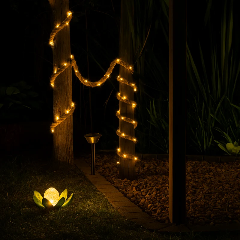 Solar Lichtsnoer Touw 5-10m LED Waterdicht Tuinverlichting Sfeerlampen Outdoor Decoratie Feestverlichting Terras | Sansoti