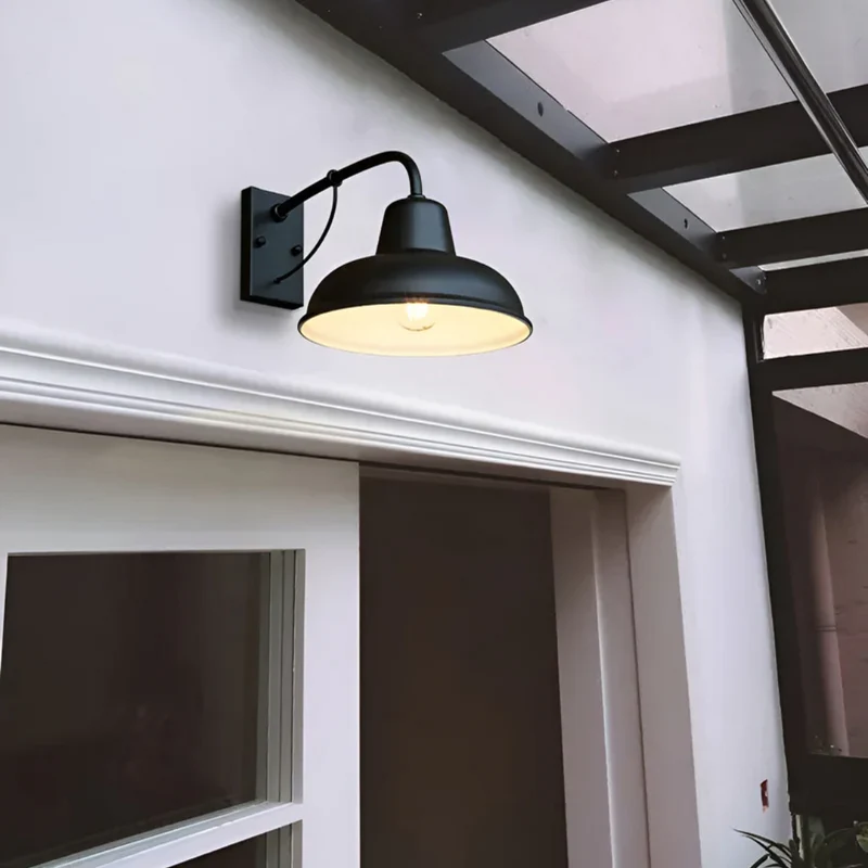 Metalen Wandlamp Buiten Industrieel Vintage Weerbestendig Zwart Zilver E26 Tuin Terras Balkon Verlichting | Sansoti
