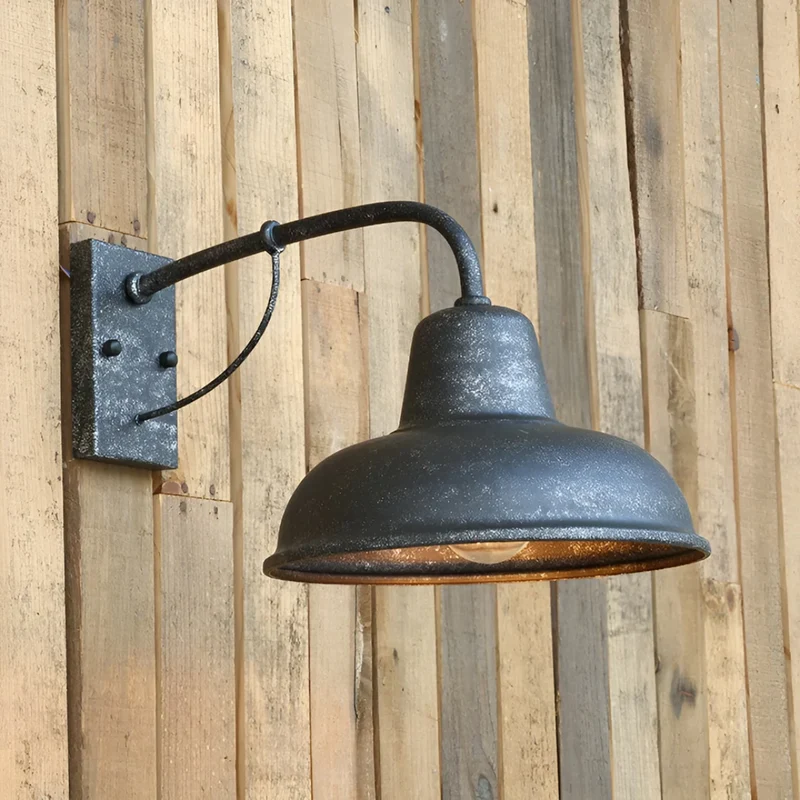 Metalen Wandlamp Buiten Industrieel Vintage Weerbestendig Zwart Zilver E26 Tuin Terras Balkon Verlichting | Sansoti