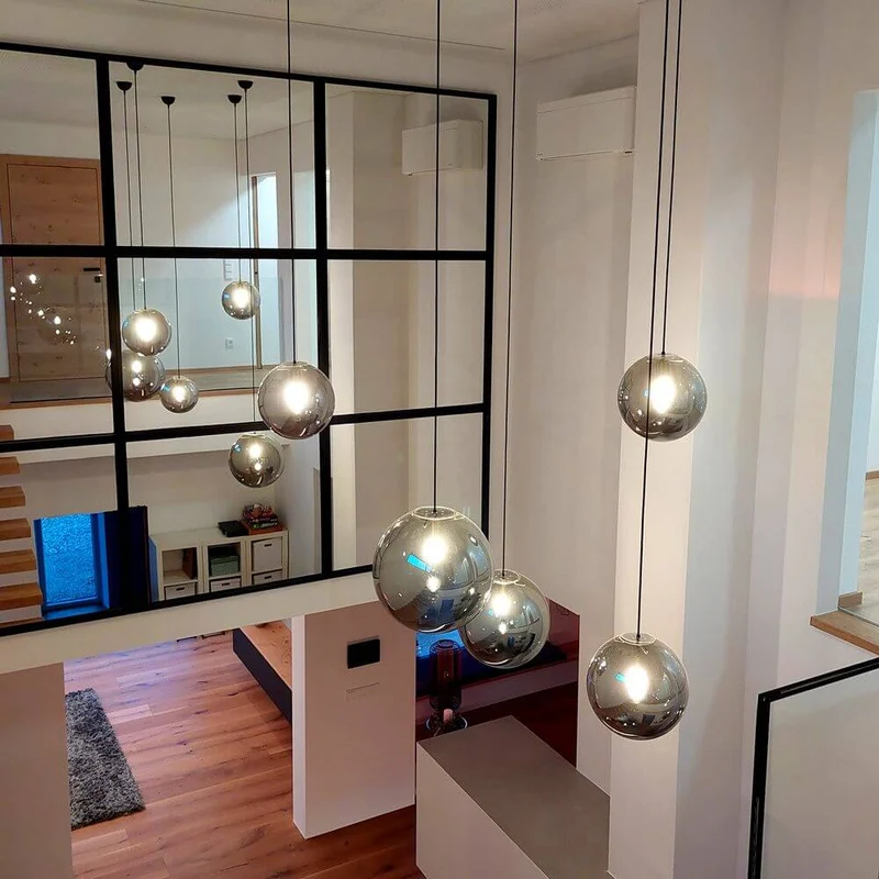 s.luce Orb Glaskugel Hängelampe 150cm Aufhängung Schwarz