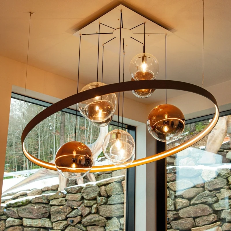 s.luce Orb Glaskugel Galerieleuchte 500cm Aufhängung Schwarz