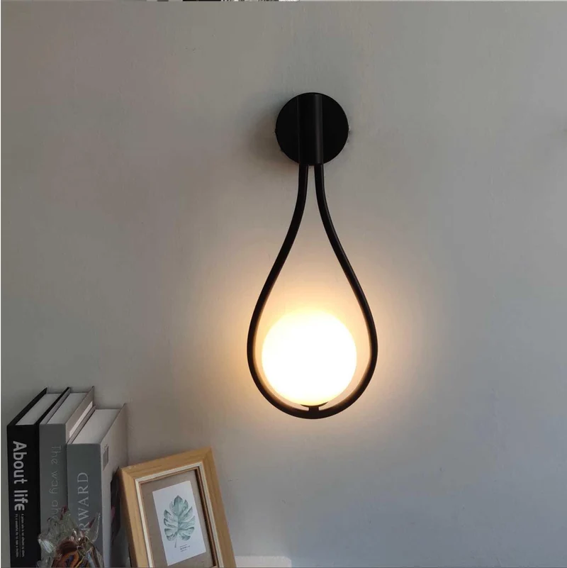 Design Wandlamp Glas en Metaal LED Verlichting Zwart Goud Scandinavisch Modern voor Woonkamer Slaapkamer | Sansoti