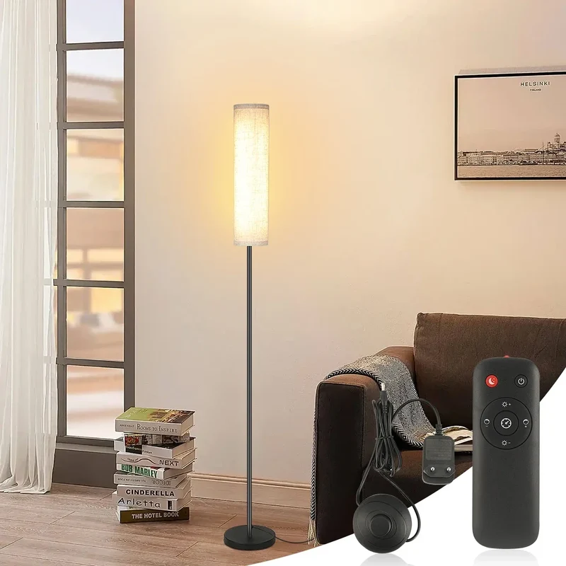 Staande LED-Lamp 170 cm Dimbaar met Afstandsbediening Scandinavisch Hout en Metaal Warm tot Koud Wit | Sansoti