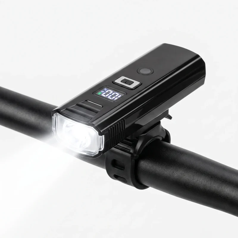 Oplaadbare LED Fietsverlichting Set Verstelbare Lichtbundel Automatische Sensor Digitale Accuweergave Fiets | Sansoti