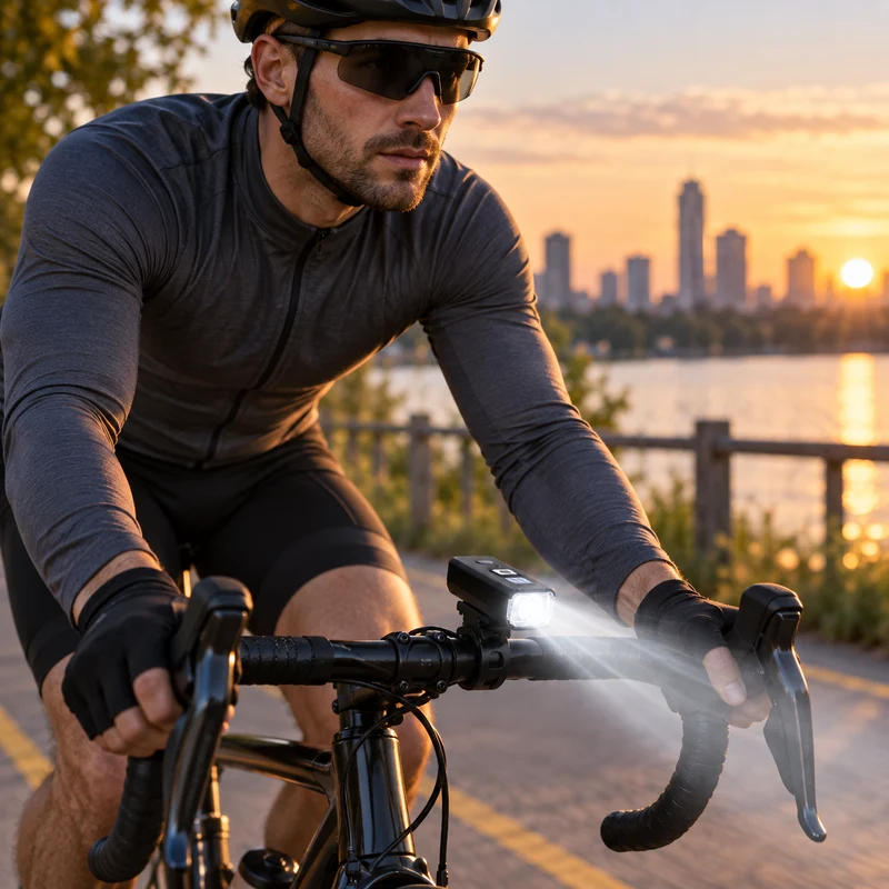 Oplaadbare LED Fietsverlichting Set Verstelbare Lichtbundel Automatische Sensor Digitale Accuweergave Fiets | Sansoti