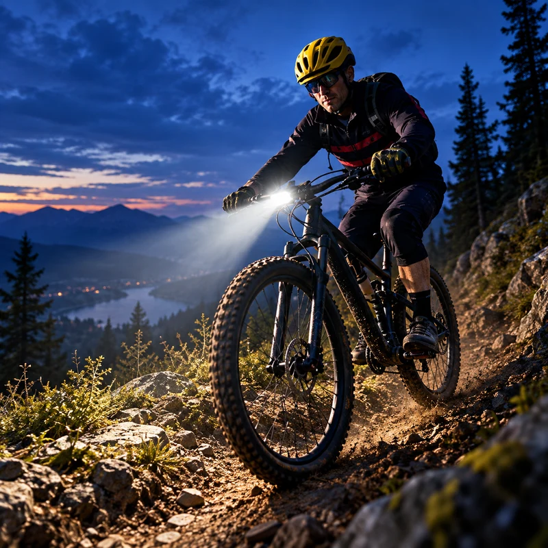 Oplaadbare LED Fietsverlichting Set Verstelbare Lichtbundel Automatische Sensor Digitale Accuweergave Fiets | Sansoti