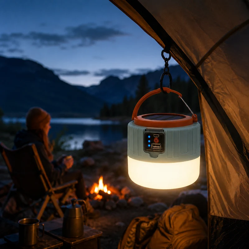 Oplaadbare LED Lantaarn op Zonne-energie met Afstandsbediening Waterdicht voor Camping Tuin Terras Buiten | Sansoti