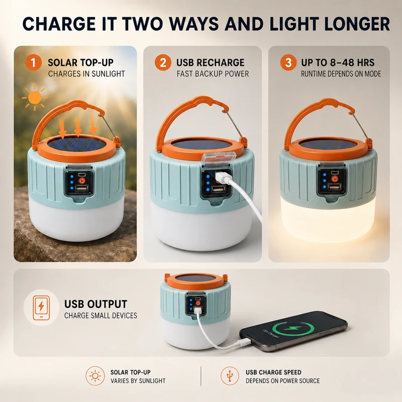 Oplaadbare LED Lantaarn op Zonne-energie met Afstandsbediening Waterdicht voor Camping Tuin Terras Buiten | Sansoti