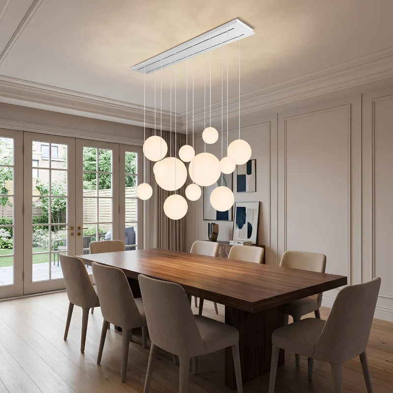 s.luce Orb Esszimmerlampe 12-flammig 160cm 2-reihig