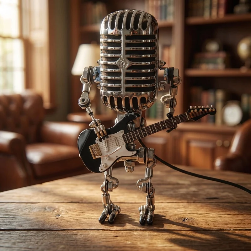 Robotlamp met Gitaar Muzikant LED Tafellamp Warm Licht Decoratie USB Batterij voor Kunstenaar Studio | Sansoti