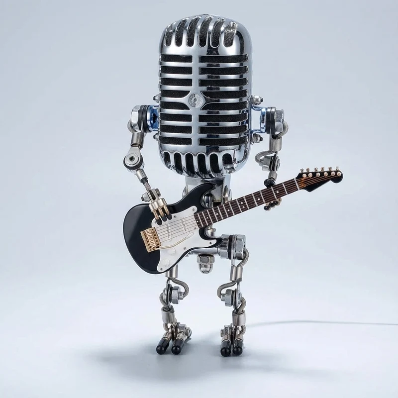 Robotlamp met Gitaar Muzikant LED Tafellamp Warm Licht Decoratie USB Batterij voor Kunstenaar Studio | Sansoti
