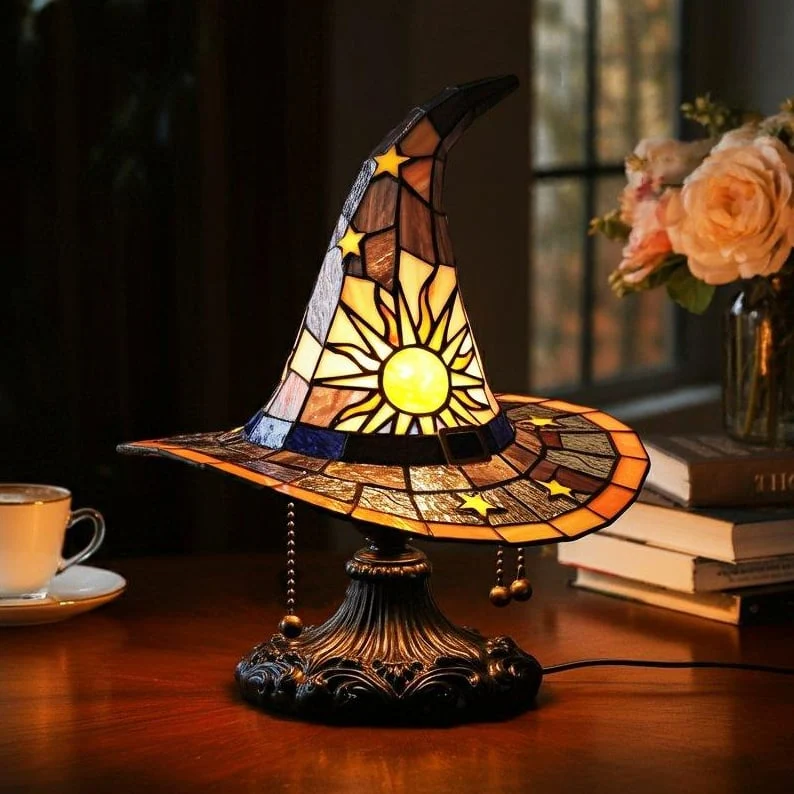 Decoratieve Heksenhoed Lamp met Warm LED-Licht 35cm Gothic Sfeerverlichting voor Tafel Kast Halloween Decoratie | Sansoti