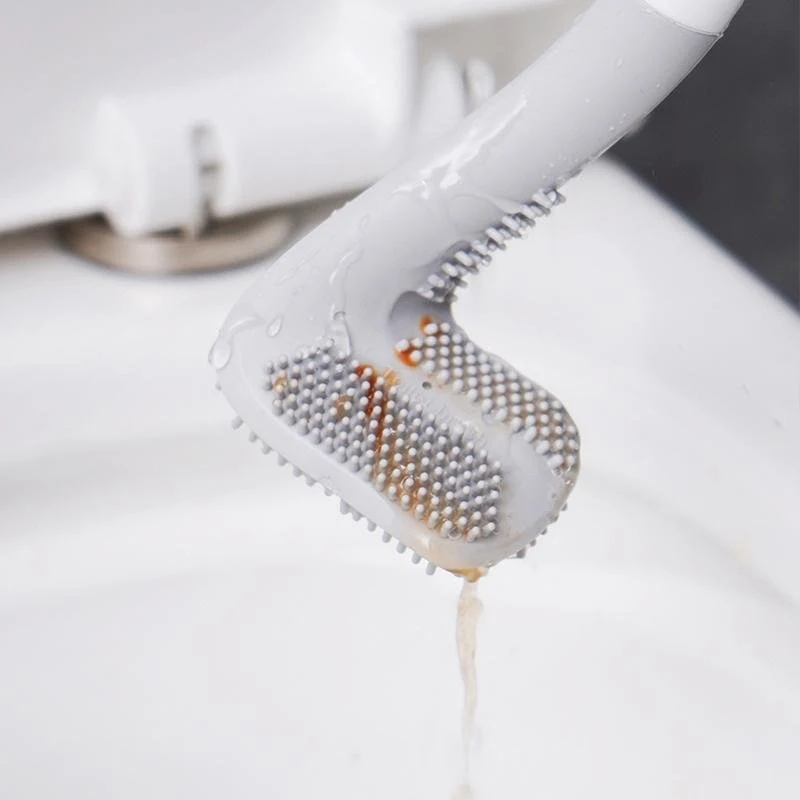 Driehoekige Toiletborstel met Zelfklevende Wandhouder TPR Borsten Compacte WC Reiniging voor Badkamer | Sansoti