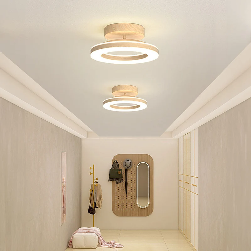 LED Plafondlamp Disc Rond Metaal Hout Modern Stijlvol Energiezuinig Hal Slaapkamer Eetkamer Verlichting | Sansoti