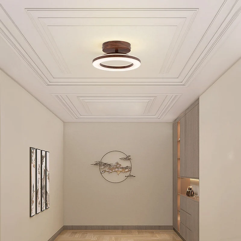 LED Plafondlamp Disc Rond Metaal Hout Modern Stijlvol Energiezuinig Hal Slaapkamer Eetkamer Verlichting | Sansoti