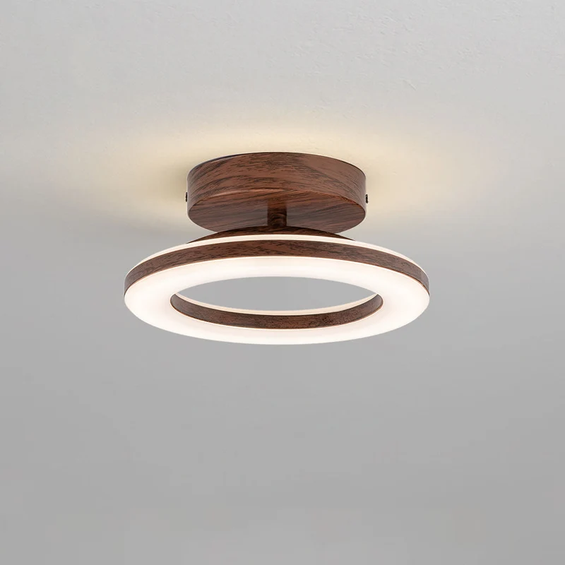 LED Plafondlamp Disc Rond Metaal Hout Modern Stijlvol Energiezuinig Hal Slaapkamer Eetkamer Verlichting | Sansoti