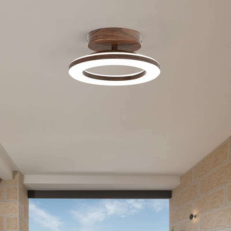 LED Plafondlamp Disc Rond Metaal Hout Modern Stijlvol Energiezuinig Hal Slaapkamer Eetkamer Verlichting | Sansoti